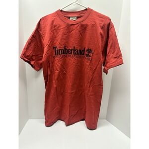 Vintage Timberland Weathergear Made In The U.S.A 100% Cotton Red Tee Size Medium